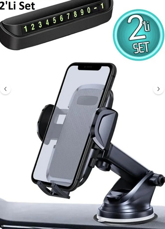 2li Set Araç Telefon Tutucu Numaratör Torpido Cama Yapışan Vantuzlu Araba Telefon Tutacağı Astakos